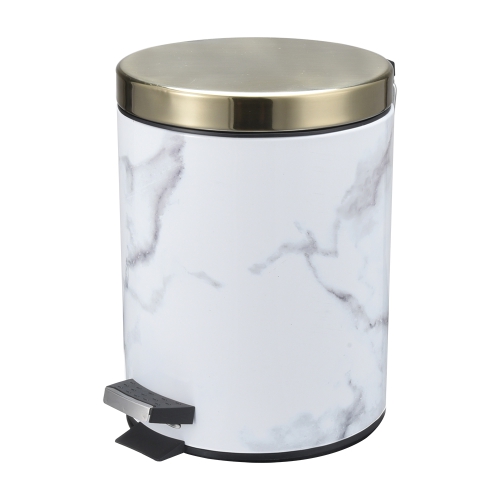 Black white grey marble pattern trash garbage trash can with plastic liner