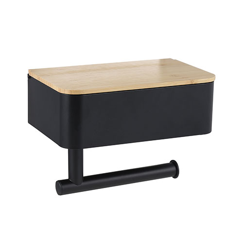 Toilet bathroom self adhesive bamboo steel wet wipes box holder black