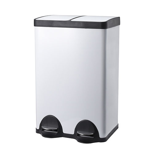 Stainless steel two compartment recycle pedal trash can