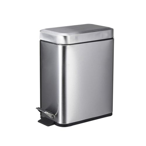 Soft close office rectangular stainless steel pedal bin trash can