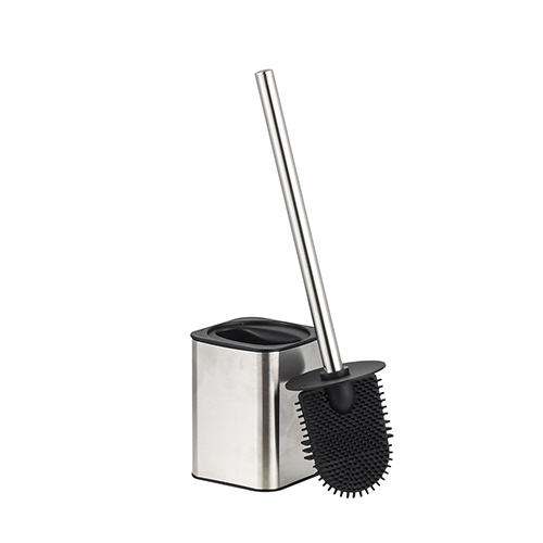 Stainless steel silicone toilet bowl brush holder with silicone bristle