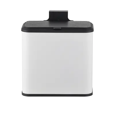 Cubo de compostaje colgante de acero inoxidable, blanco, a prueba de huellas dactilares, de 5 litros y 1,3 galones, para gabinete de cocina